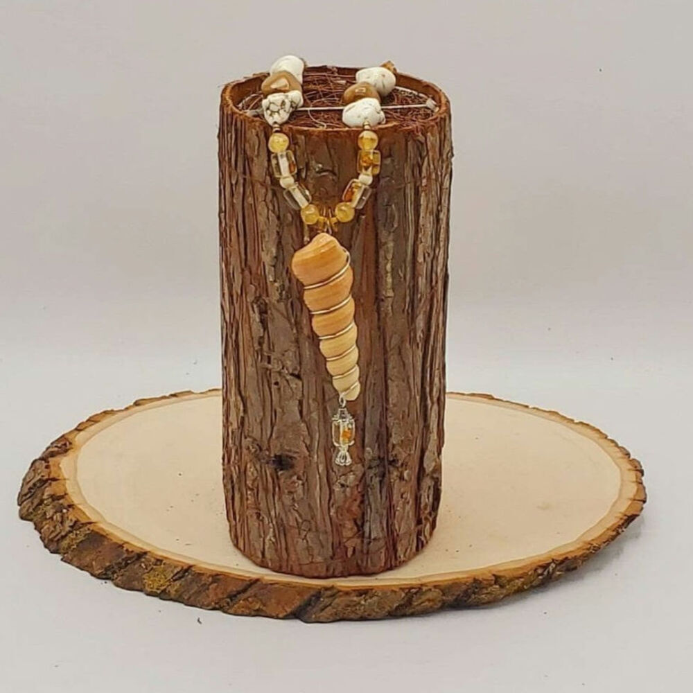 Spiral Shell and Jasper Boho Ocean Statement Necklace - Picture 6 of 6